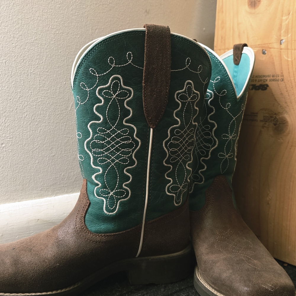 Ariat Teal and Brown Lace Up Boots
